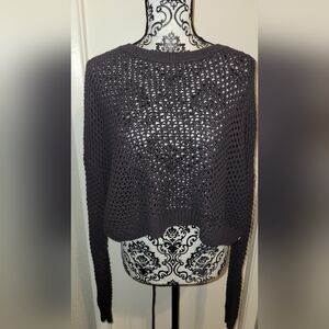 Hurley Womens Easy Open Knit Crew Neck Crop‎ Cotton Sweater Sz Large